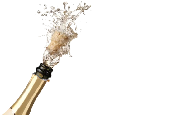 Champagne Bottle Popping with Splash PNG