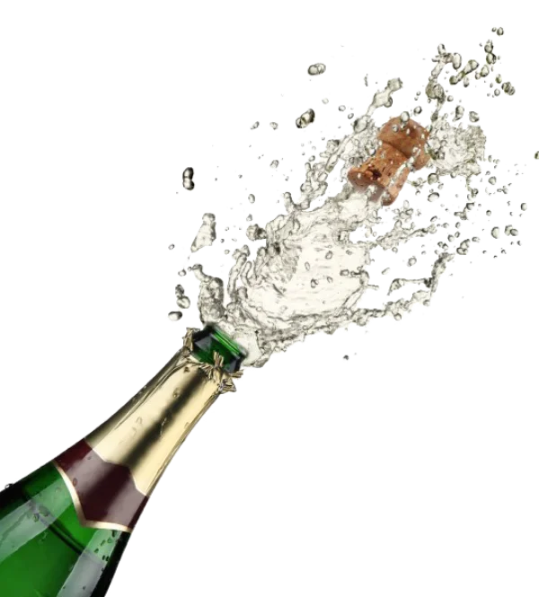 Champagne Bottle Popping Splash PNG Transparent Background