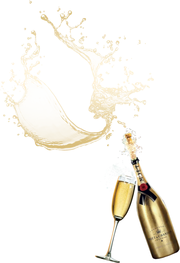 Moët & Chandon Champagne Bottle Popping with Glass PNG