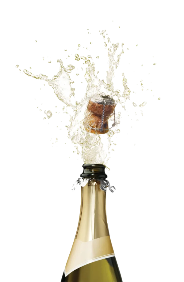 Champagne Bottle Popping with Splash PNG