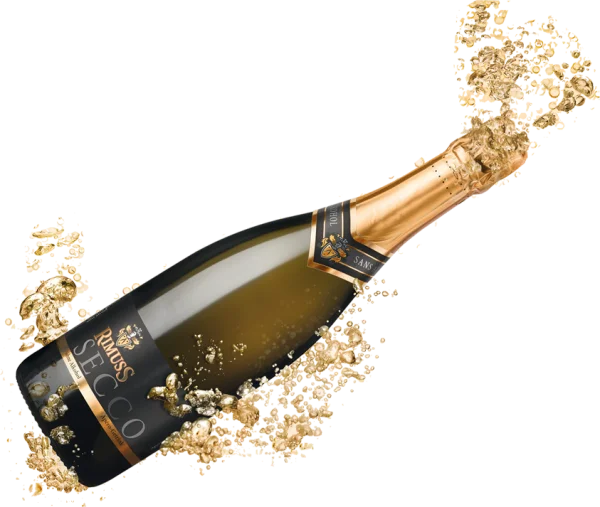 Champagne Bottle with Golden Splashes PNG Transparent