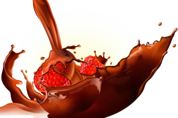 Strawberries and Chocolate Splash PNG Transparent