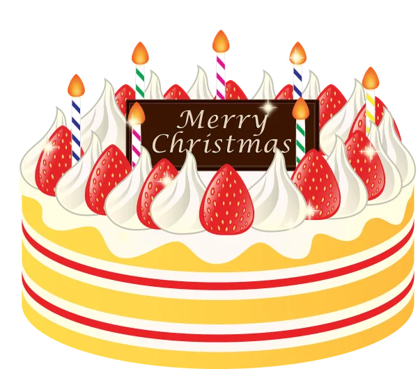 Merry Christmas Cake with Candles PNG Transparent