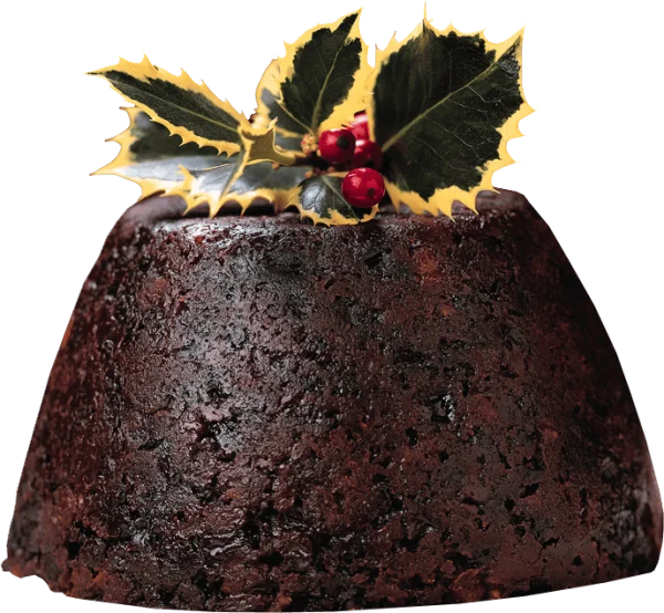 Traditional Christmas Pudding with Holly PNG