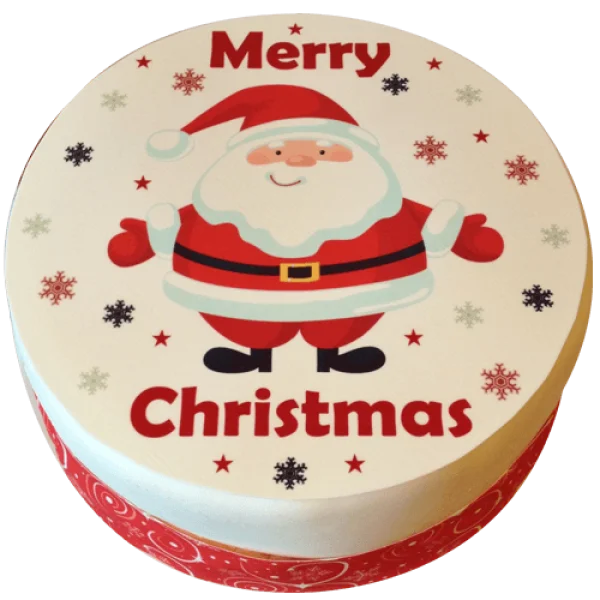 Merry Christmas Santa Cake Design PNG