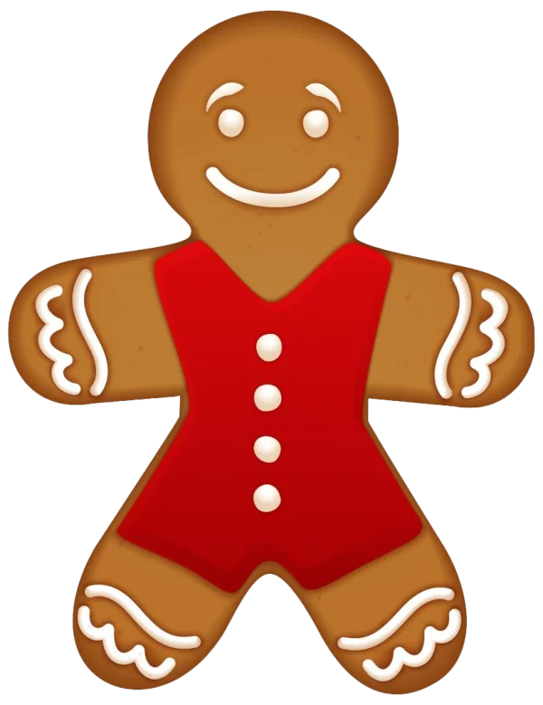 Gingerbread Man with Red Vest PNG Transparent