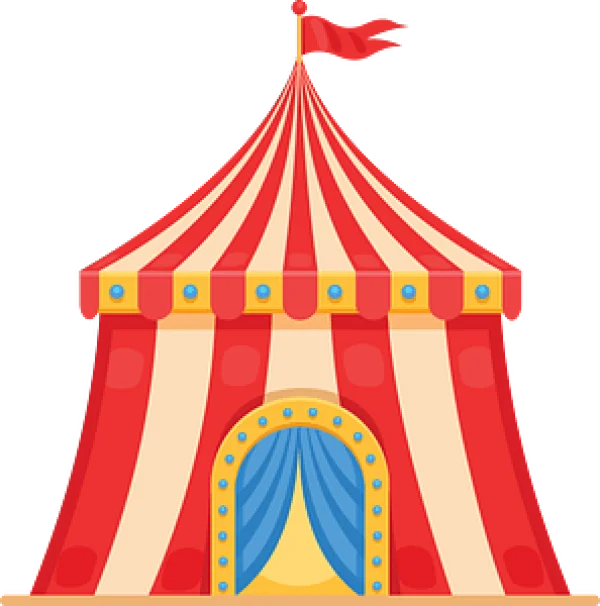 Red and White Circus Tent PNG
