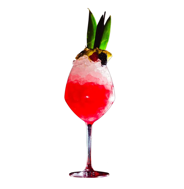 Vibrant Red Cocktail with Berries and Pineapple PNG