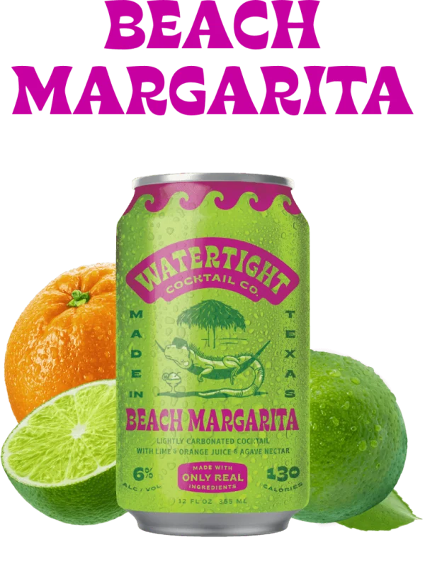 Watertight Beach Margarita Can with Fresh Limes and Orange PNG