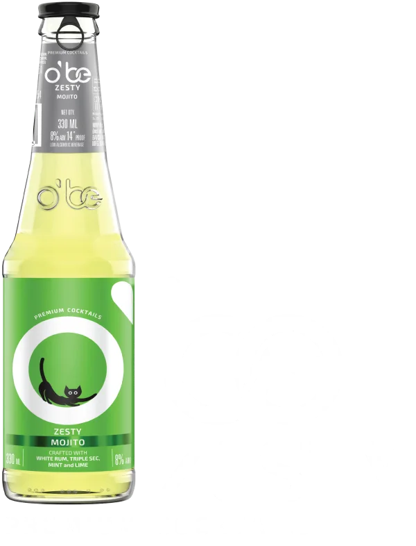 O'be Zesty Mojito Premium Cocktail Bottle PNG