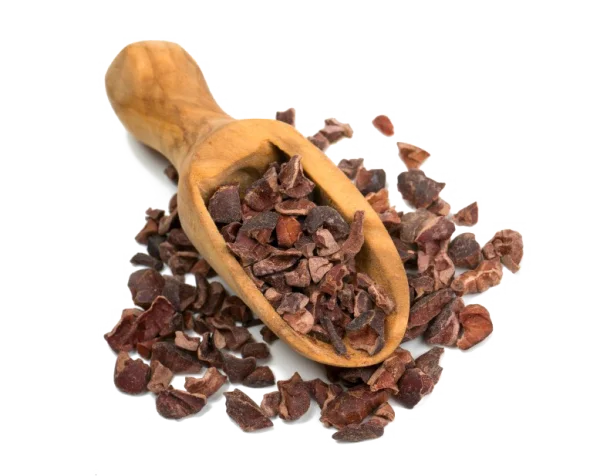 Cocoa Nibs in Wooden Scoop PNG Transparent