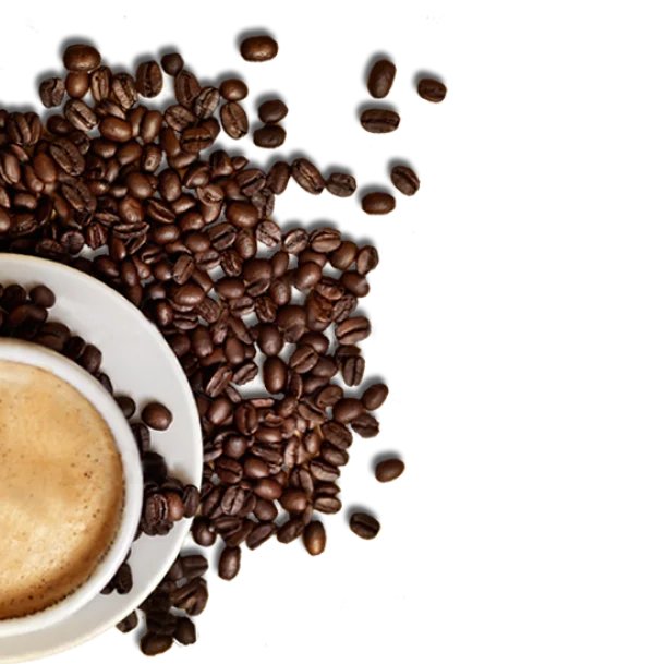 Roasted Coffee Beans and Cup PNG Transparent Background