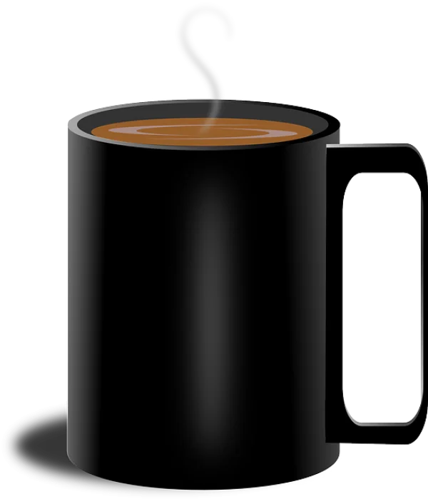 Black Coffee Mug with Steam PNG Transparent Background
