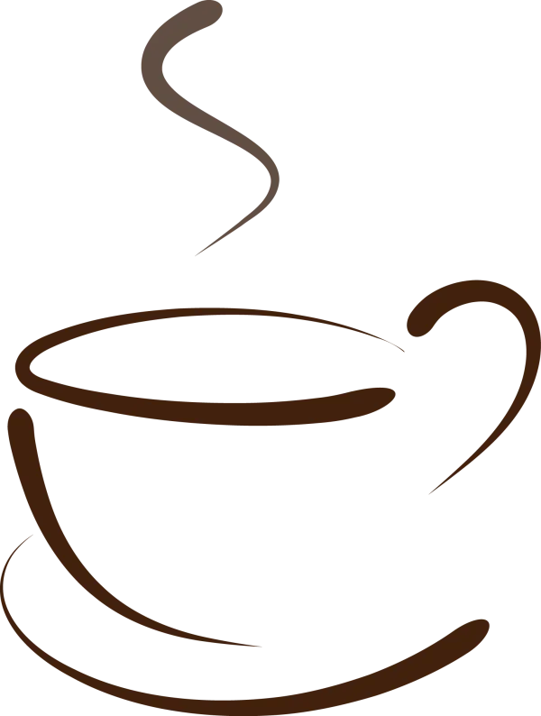 Brown Coffee Cup with Steam Outline PNG