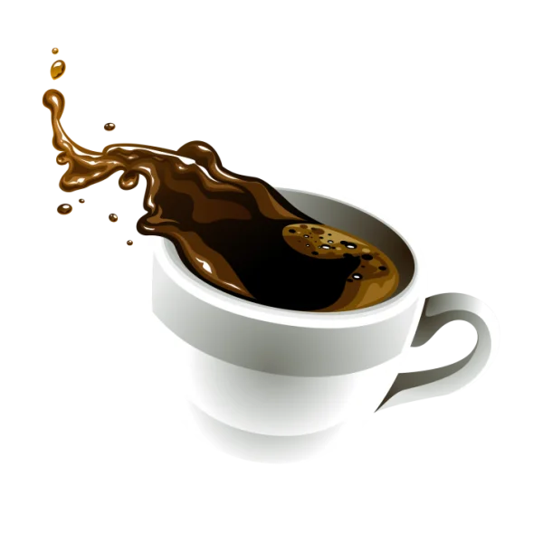 Coffee Splash in White Cup PNG Transparent