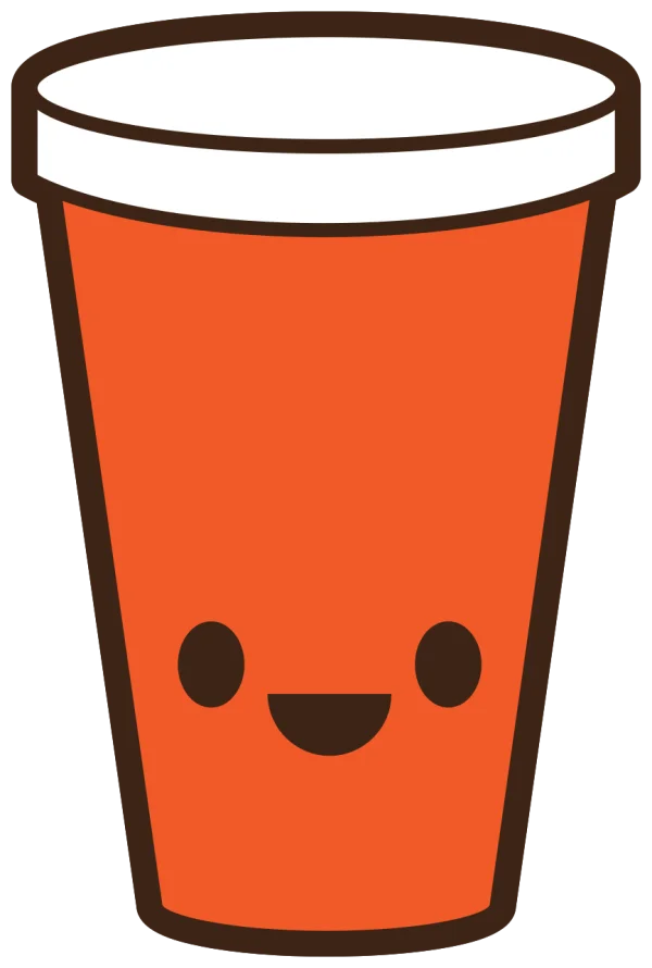 Cute Orange Beverage Cup with Happy Face PNG