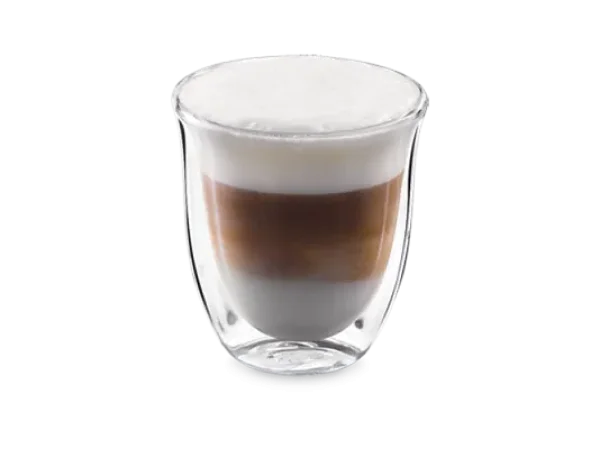 Layered Latte Coffee Drink in Glass PNG