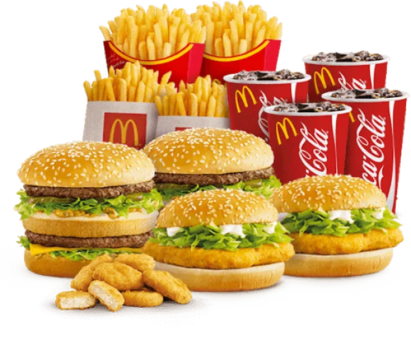 McDonald's Burgers Fries Drinks Nuggets PNG