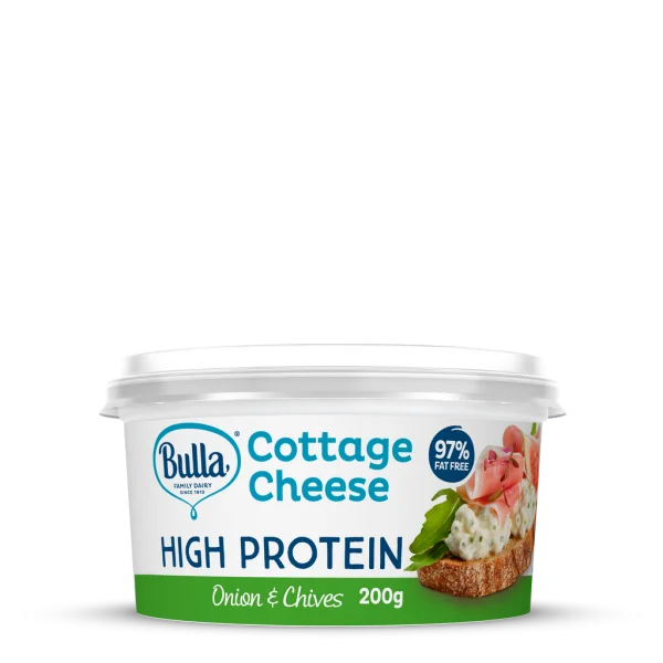 Bulla High Protein Cottage Cheese Onion & Chives Tub PNG