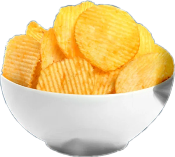 Bowl of Ruffled Potato Chips PNG Transparent Background