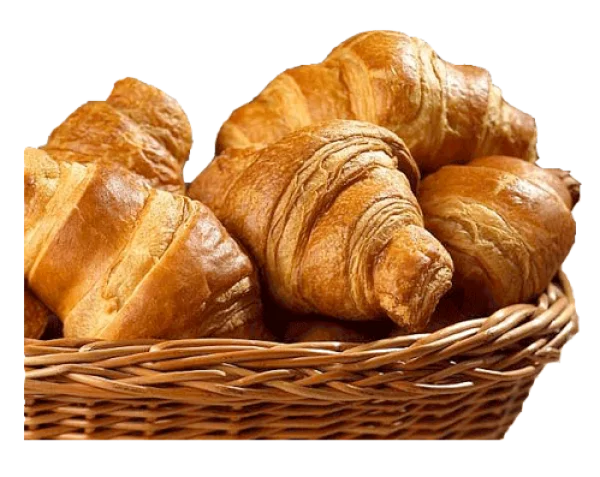 Fresh Croissants in Wicker Basket PNG