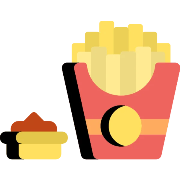 French Fries with Ketchup Dip PNG Transparent Background