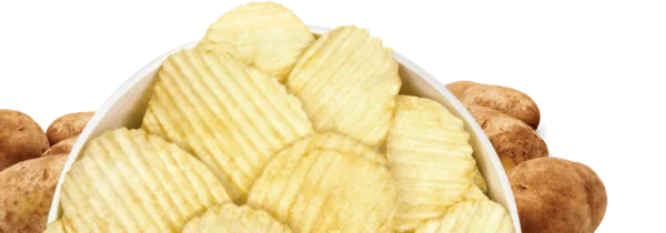 Ruffled Potato Chips and Raw Potatoes PNG Transparent Background