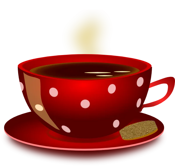 Red Polka Dot Teacup with Steam PNG