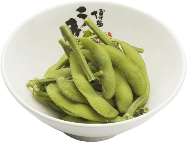 Salted Edamame in White Bowl PNG