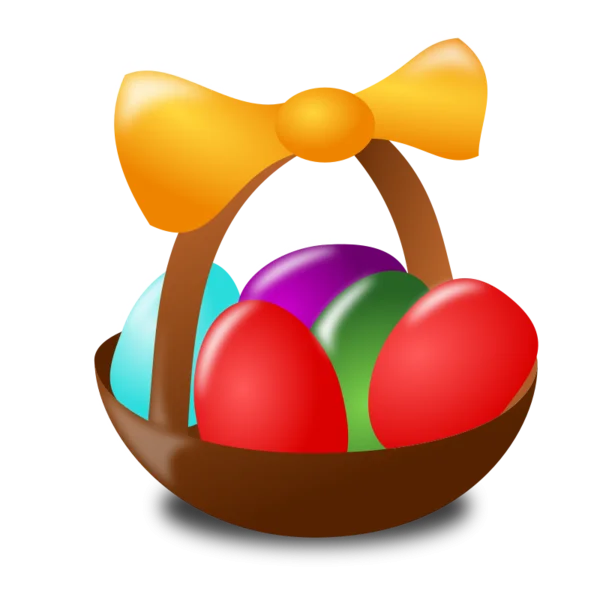 Colorful Easter Basket with Eggs PNG Transparent Background