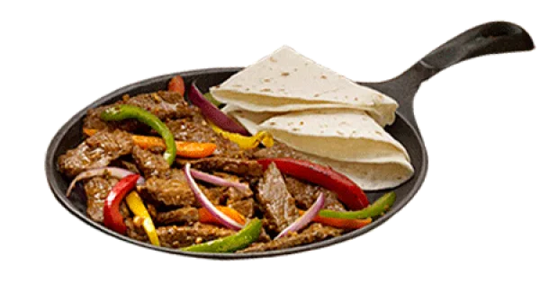 Sizzling Beef Fajitas Skillet with Tortillas PNG