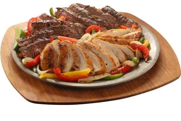 Sizzling Steak and Chicken Fajitas Platter PNG Transparent Background