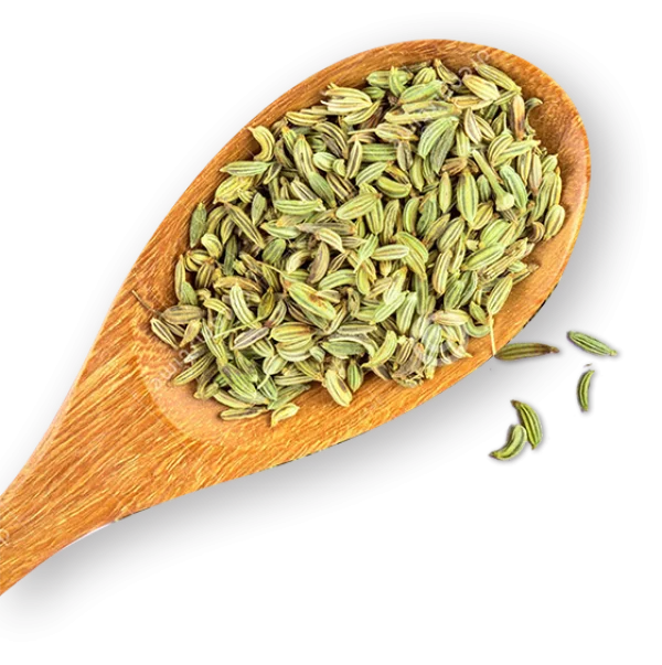 Fennel Seeds on Wooden Spoon PNG Transparent Background