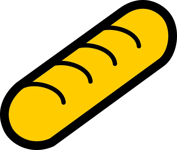 Yellow Baguette Bread Loaf Icon PNG Transparent Background