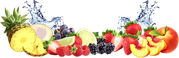Assorted Fresh Fruits with Water Splash PNG
