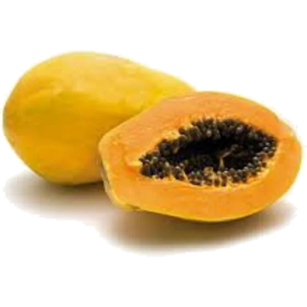 Ripe Papaya Whole and Half Cut PNG Transparent Background