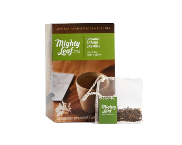 Mighty Leaf Organic Spring Jasmine Green Tea Box and Pouch PNG
