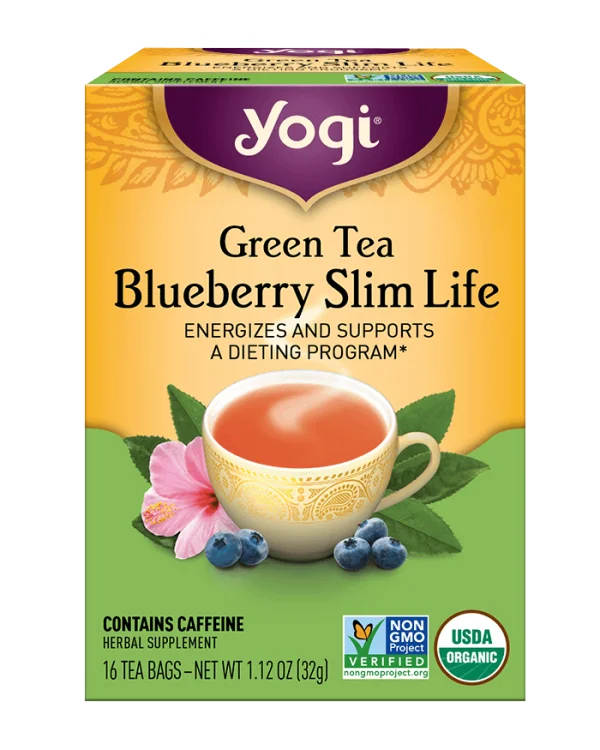 Yogi Green Tea Blueberry Slim Life Box PNG Transparent