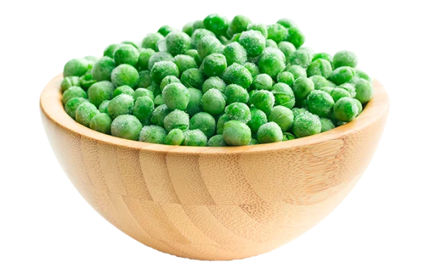 Frozen Peas in Wooden Bowl PNG Transparent Background