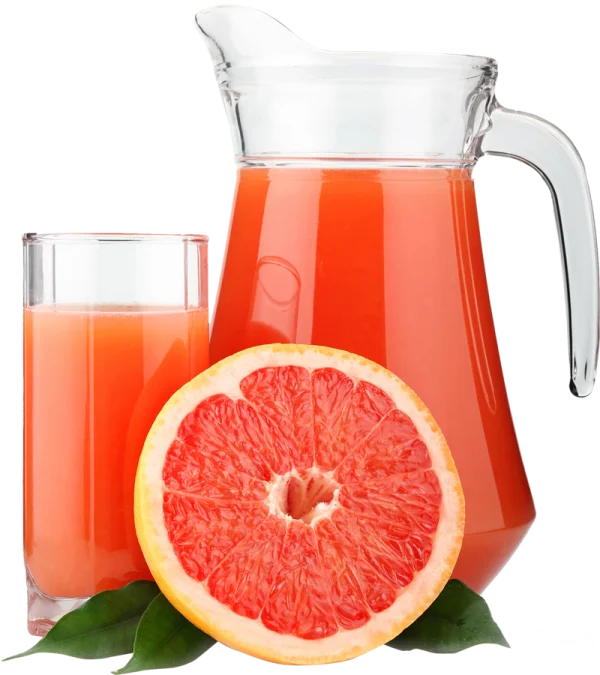 Fresh Grapefruit Juice Pitcher and Glass PNG