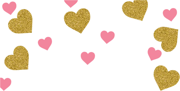 Glitter Gold and Pink Hearts PNG Transparent Background