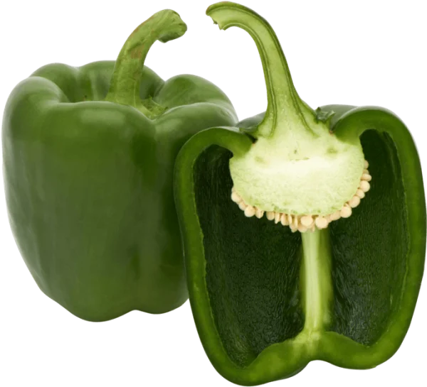 Green Bell Pepper Whole and Half PNG Transparent