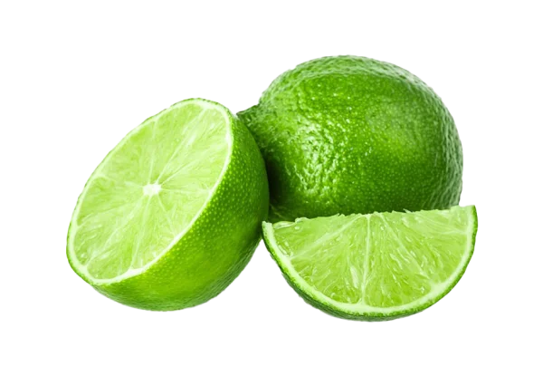 Fresh Limes Whole Half and Wedge PNG Transparent Background