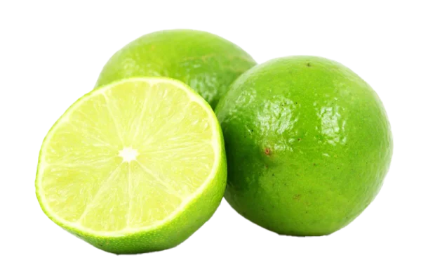 Fresh Green Limes with Half Slice PNG Transparent Background
