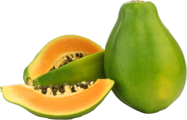 Fresh Papaya Whole and Slices PNG
