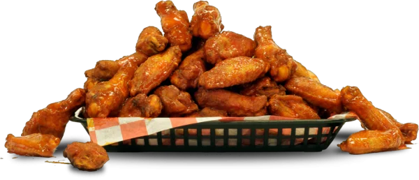 Hot Buffalo Chicken Wings in Basket PNG Transparent