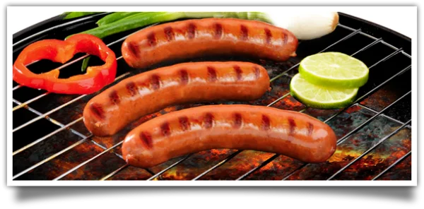 Grilled Sausages on BBQ Grill PNG Transparent Background