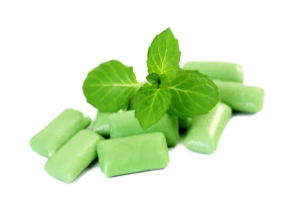 Mint Gum with Fresh Leaves PNG Transparent Background
