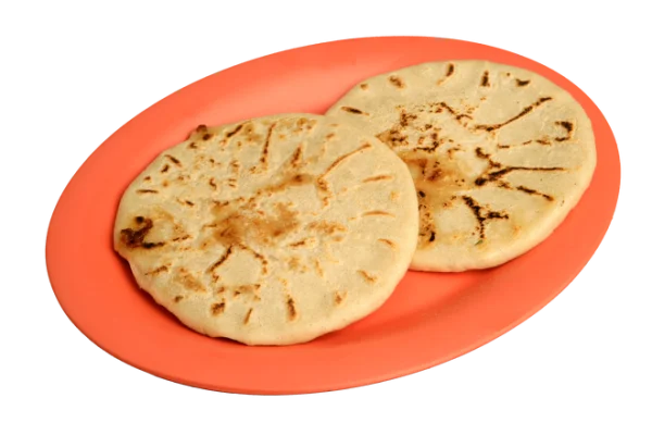Two Pupusas on Orange Plate PNG Transparent Background