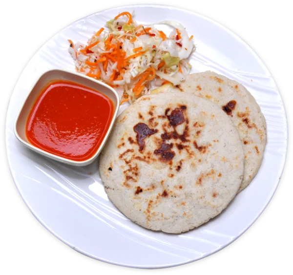 Pupusas with Curtido and Salsa Roja PNG Transparent Background